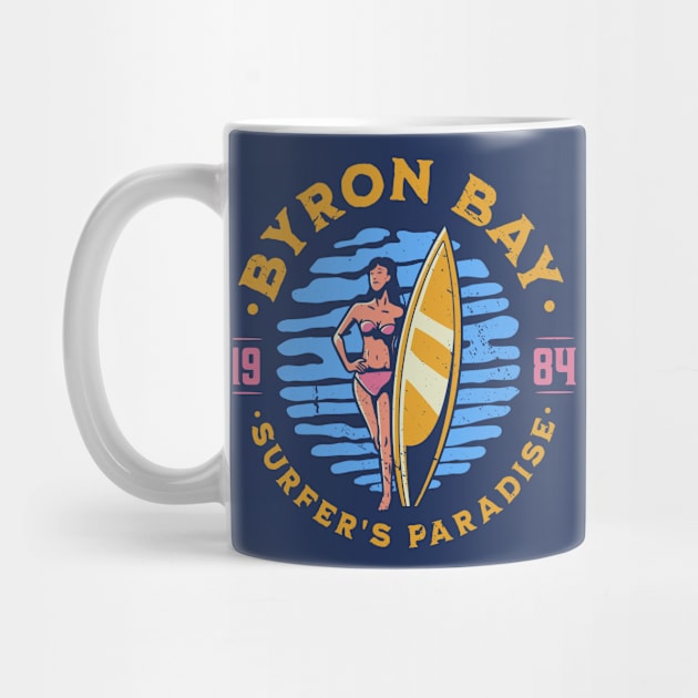 Vintage Byron Bay, Australia Surfer's Paradise // Retro Surfing 1980s Badge by Now Boarding